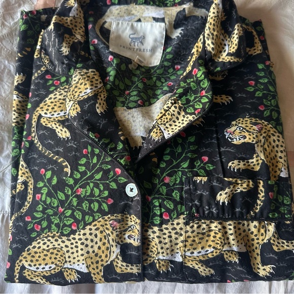 Printfresh Leopard Print Pajama Set with Green and Pink Accents - Picture 2 of 7